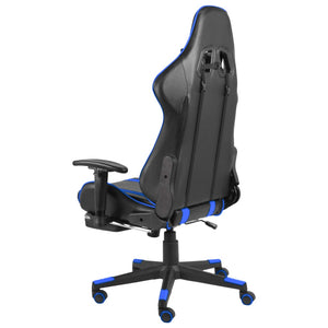 Καρέκλα Gaming Περιστρεφόμενη με Υποπόδιο Μπλε PVC - Pakobazaar