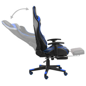 Καρέκλα Gaming Περιστρεφόμενη με Υποπόδιο Μπλε PVC - Pakobazaar