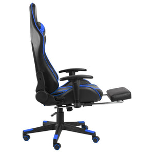 Καρέκλα Gaming Περιστρεφόμενη με Υποπόδιο Μπλε PVC - Pakobazaar