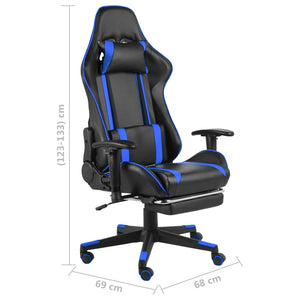Καρέκλα Gaming Περιστρεφόμενη με Υποπόδιο Μπλε PVC - Pakobazaar