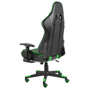 Καρέκλα Gaming Περιστρεφόμενη με Υποπόδιο Πράσινη PVC - PAKOBAZAAR