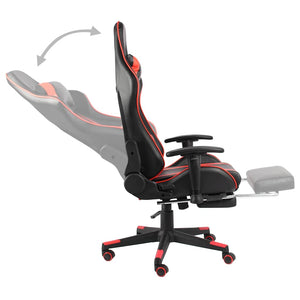 Καρέκλα Gaming Περιστρεφόμενη με Υποπόδιο Κόκκινη PVC