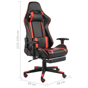 Καρέκλα Gaming Περιστρεφόμενη με Υποπόδιο Κόκκινη PVC