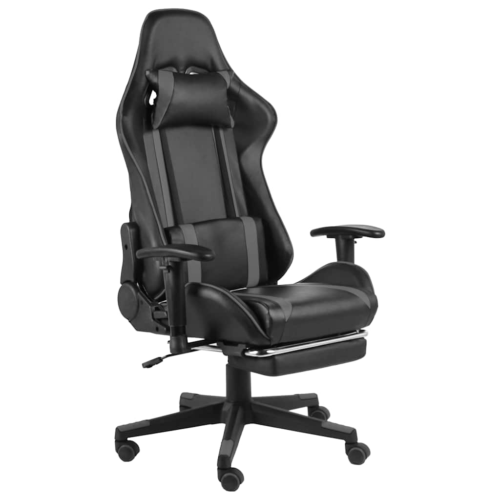 Καρέκλα Gaming Περιστρεφόμενη με Υποπόδιο Γκρι PVC - Pakobazaar
