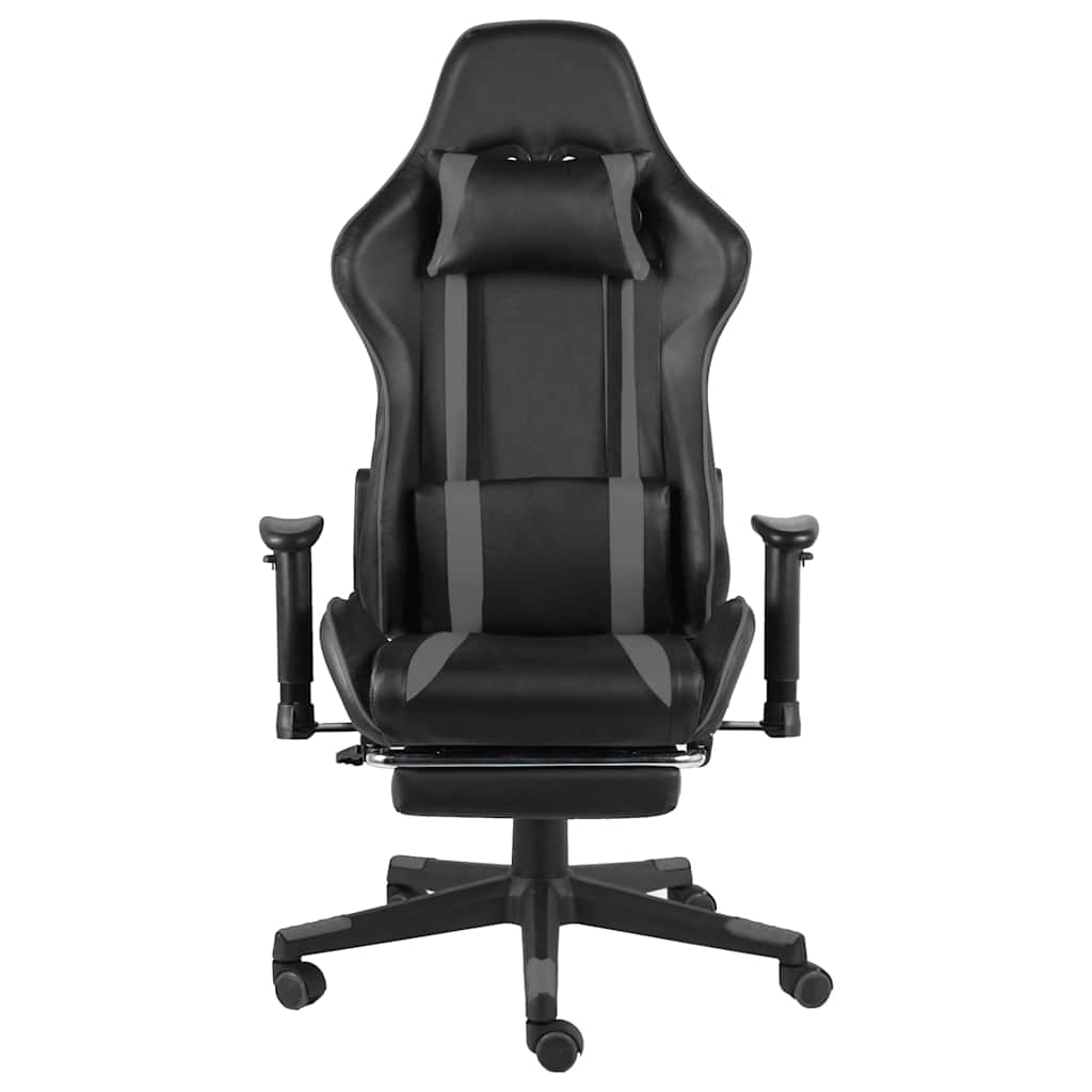 Καρέκλα Gaming Περιστρεφόμενη με Υποπόδιο Γκρι PVC - Pakobazaar