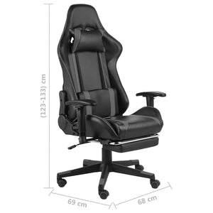 Καρέκλα Gaming Περιστρεφόμενη με Υποπόδιο Γκρι PVC - Pakobazaar