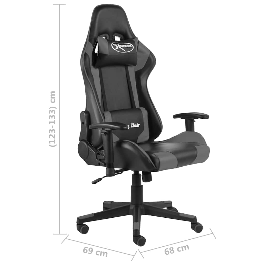Καρέκλα Gaming Περιστρεφόμενη Γκρι PVC