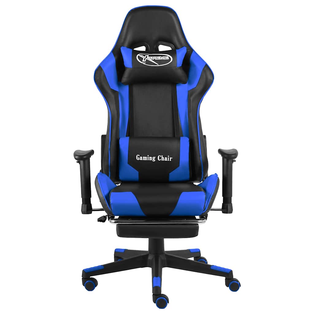 Καρέκλα Gaming Περιστρεφόμενη με Υποπόδιο Μπλε PVC