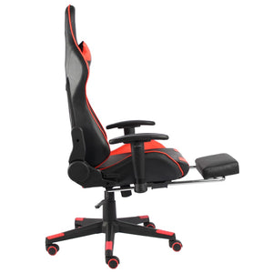 Καρέκλα Gaming Περιστρεφόμενη με Υποπόδιο Κόκκινη PVC - PAKOBAZAAR
