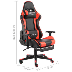 Καρέκλα Gaming Περιστρεφόμενη με Υποπόδιο Κόκκινη PVC - PAKOBAZAAR