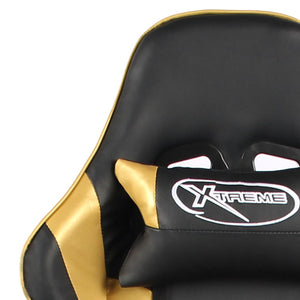 Καρέκλα Gaming Περιστρεφόμενη με Υποπόδιο Χρυσή PVC - PAKOBAZAAR