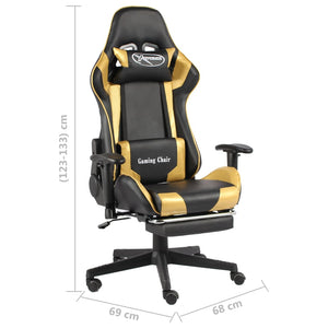 Καρέκλα Gaming Περιστρεφόμενη με Υποπόδιο Χρυσή PVC - PAKOBAZAAR
