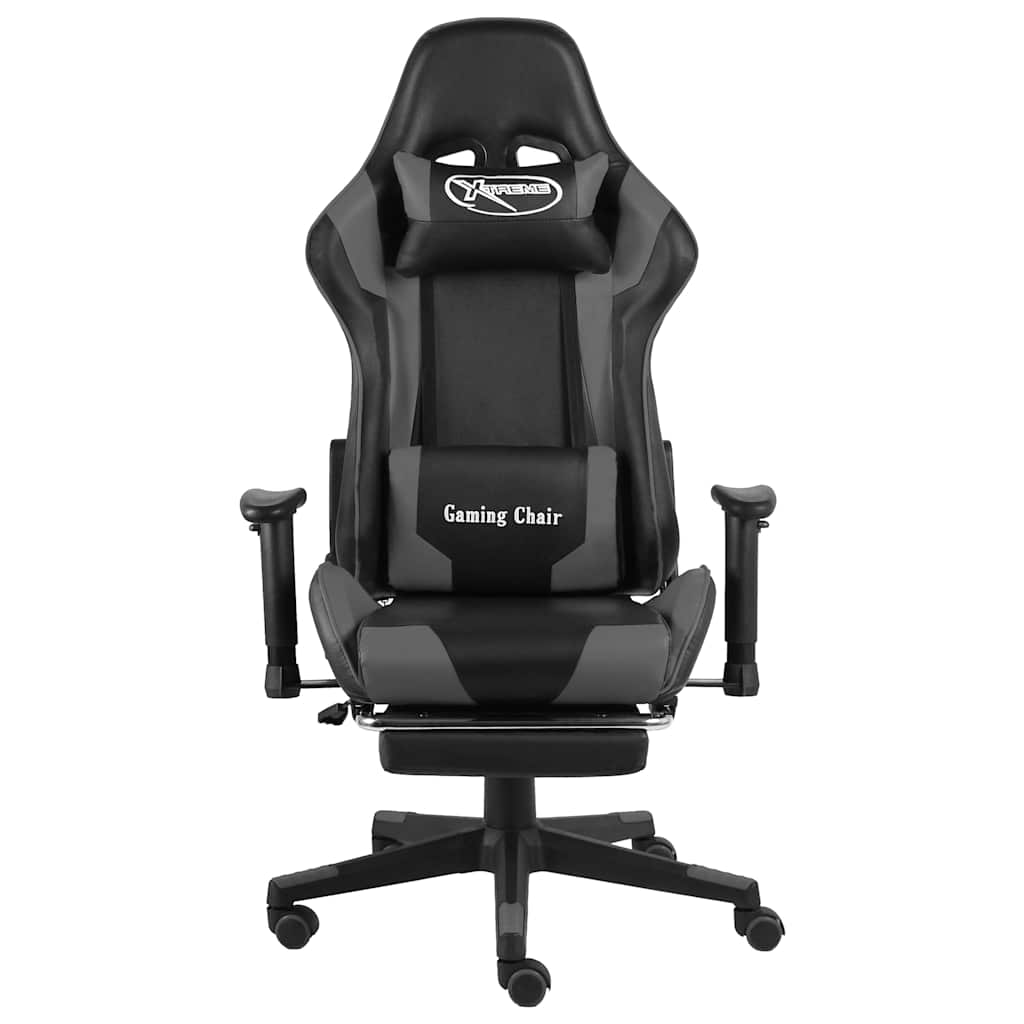Καρέκλα Gaming Περιστρεφόμενη με Υποπόδιο Γκρι PVC