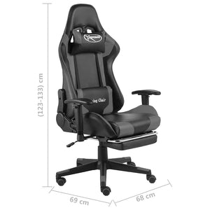 Καρέκλα Gaming Περιστρεφόμενη με Υποπόδιο Γκρι PVC