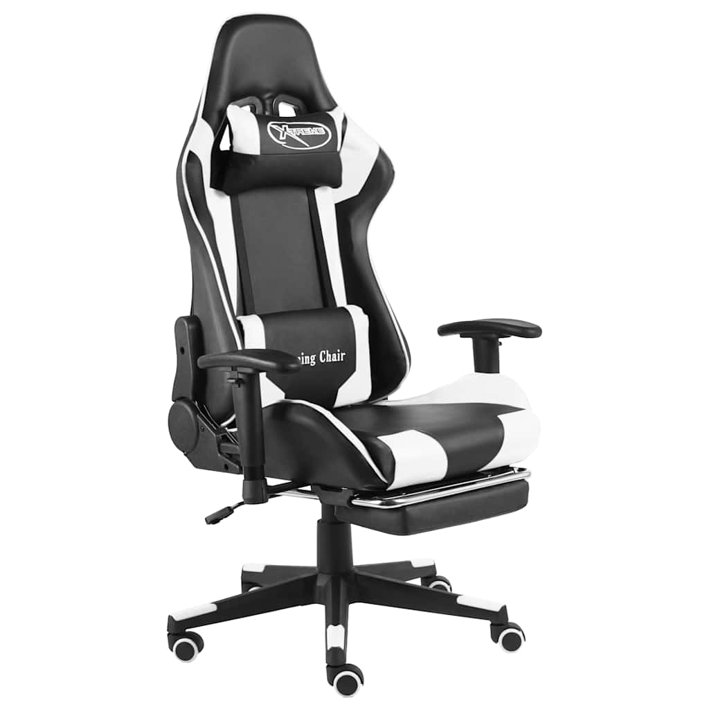 Καρέκλα Gaming Περιστρεφόμενη με Υποπόδιο Λευκή PVC