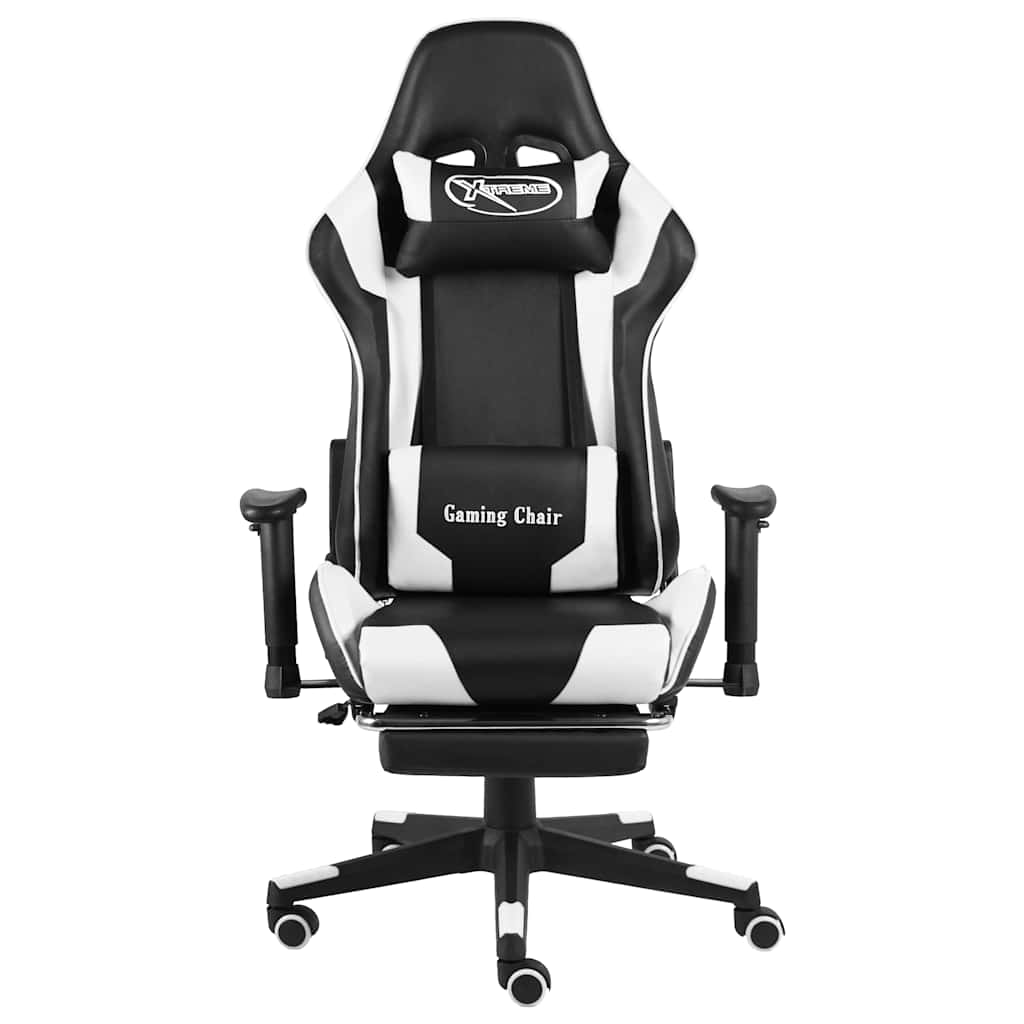 Καρέκλα Gaming Περιστρεφόμενη με Υποπόδιο Λευκή PVC