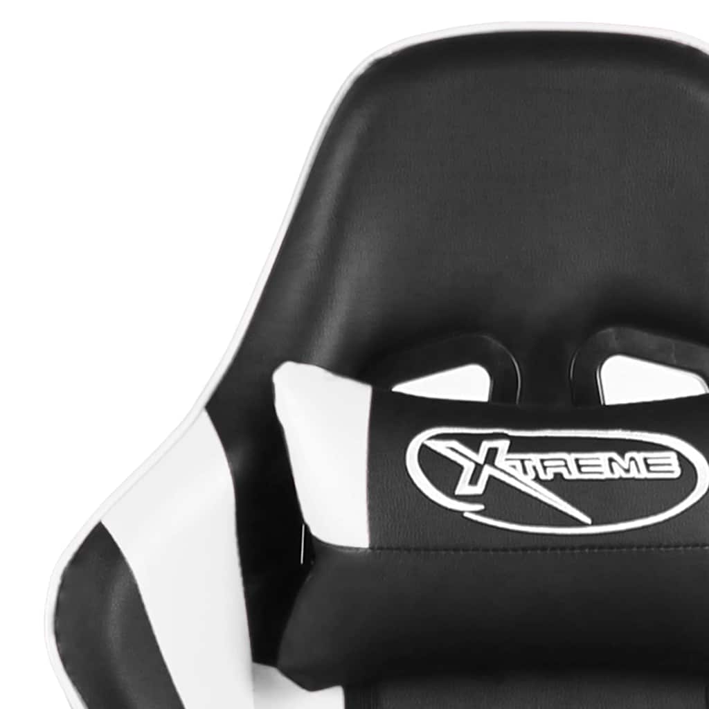 Καρέκλα Gaming Περιστρεφόμενη με Υποπόδιο Λευκή PVC