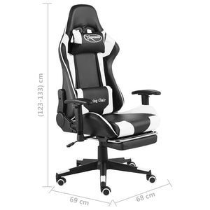 Καρέκλα Gaming Περιστρεφόμενη με Υποπόδιο Λευκή PVC