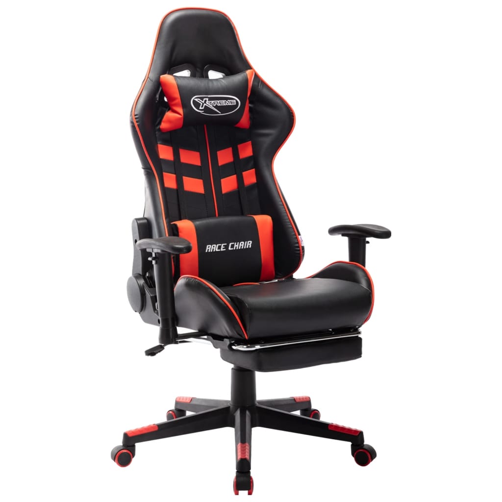 Καρέκλα Gaming με Υποπόδιο Μαύρο / Κόκκινο από Συνθετικό Δέρμα - PAKOBAZAAR