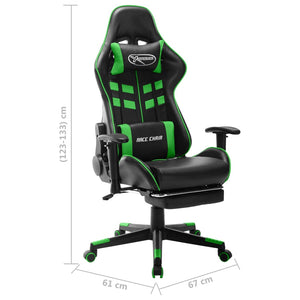 Καρέκλα Gaming με Υποπόδιο Μαύρο / Πράσινο από Συνθετικό Δέρμα - PAKOBAZAAR