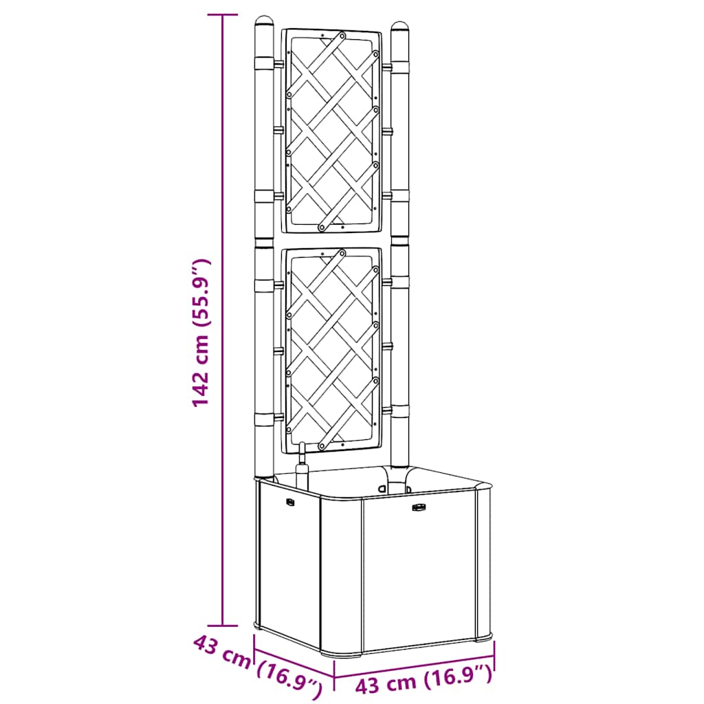 Ζαρντινιέρα Κήπου Ανθρακί με Καφασωτό και Αυτόματο Πότισμα