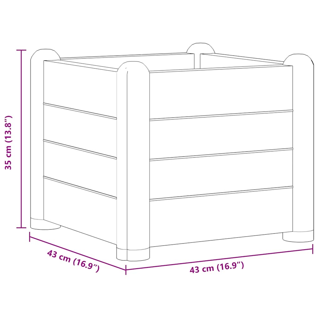 Ζαρντινιέρα Υπερυψωμένη Μόκα 43 x 43 x 35 εκ. Πολυπροπυλένιο