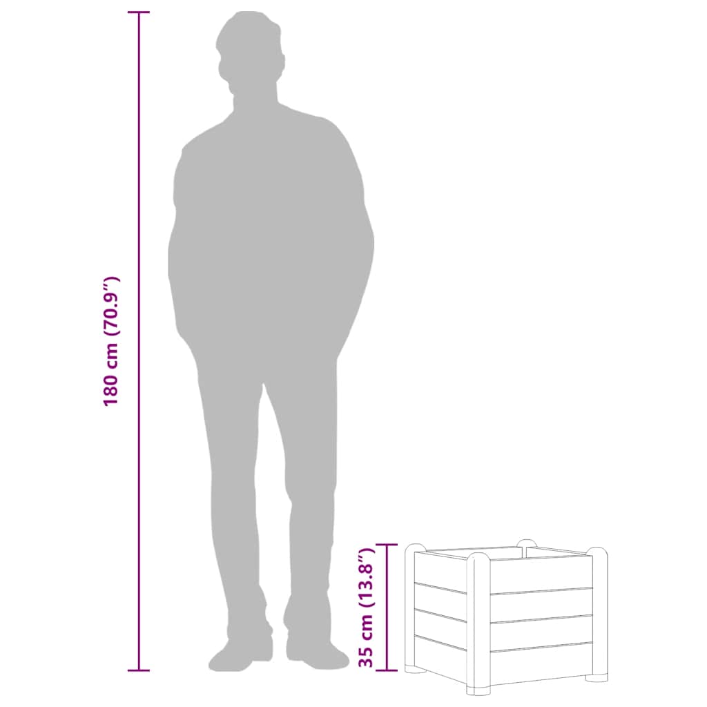 Ζαρντινιέρα Υπερυψωμένη Μόκα 43 x 43 x 35 εκ. Πολυπροπυλένιο