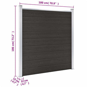 Πάνελ Περίφραξης Μαύρο 180 x 186 εκ. από WPC - PAKOBAZAAR