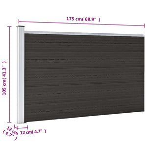 Πάνελ Περίφραξης Μαύρο 175 x 105 εκ. από WPC - PAKOBAZAAR