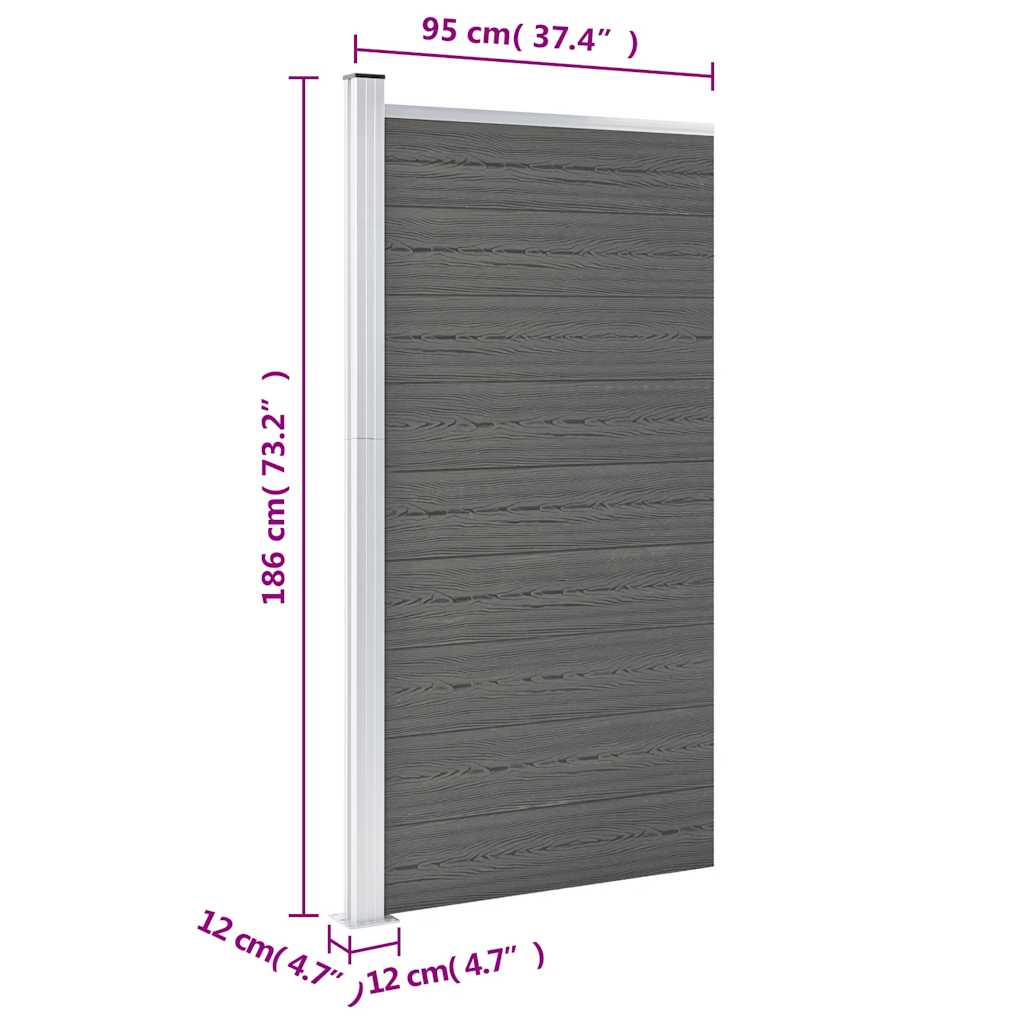 Πάνελ Περίφραξης Γκρι 95 x 186 εκ. από WPC - PAKOBAZAAR