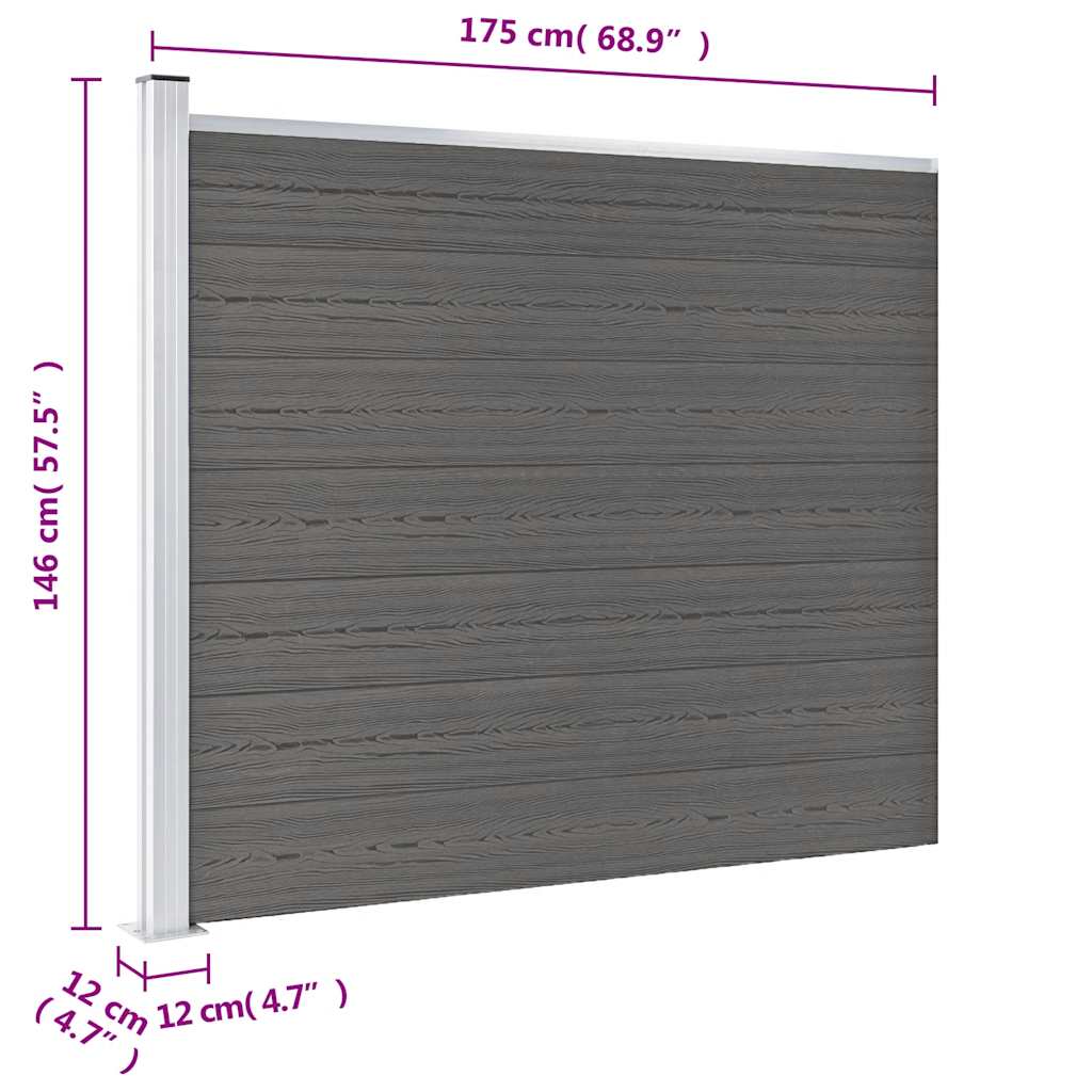 Πάνελ Περίφραξης Γκρι 175 x 146 εκ. από WPC - PAKOBAZAAR
