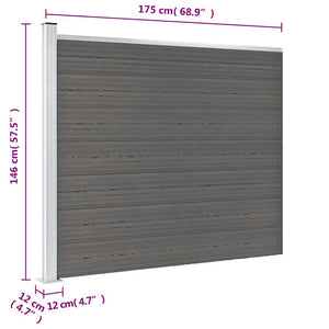 Πάνελ Περίφραξης Γκρι 175 x 146 εκ. από WPC - PAKOBAZAAR