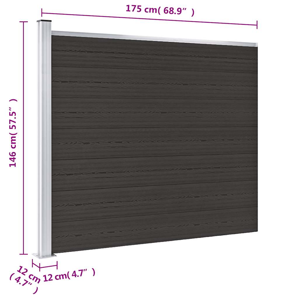 Πάνελ Περίφραξης Μαύρο 175 x 146 εκ. από WPC - Pakobazaar