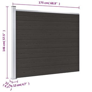 Πάνελ Περίφραξης Μαύρο 175 x 146 εκ. από WPC - Pakobazaar