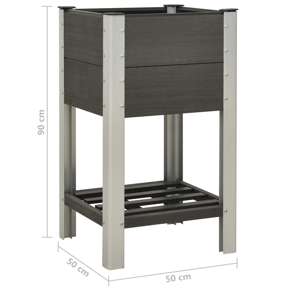 Ζαρντινιέρα Υπερυψωμένη με Ράφι Γκρι 50 x 50 x 90 εκ. από WPC - PAKOBAZAAR
