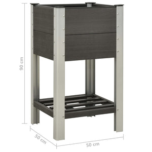 Ζαρντινιέρα Υπερυψωμένη με Ράφι Γκρι 50 x 50 x 90 εκ. από WPC - PAKOBAZAAR