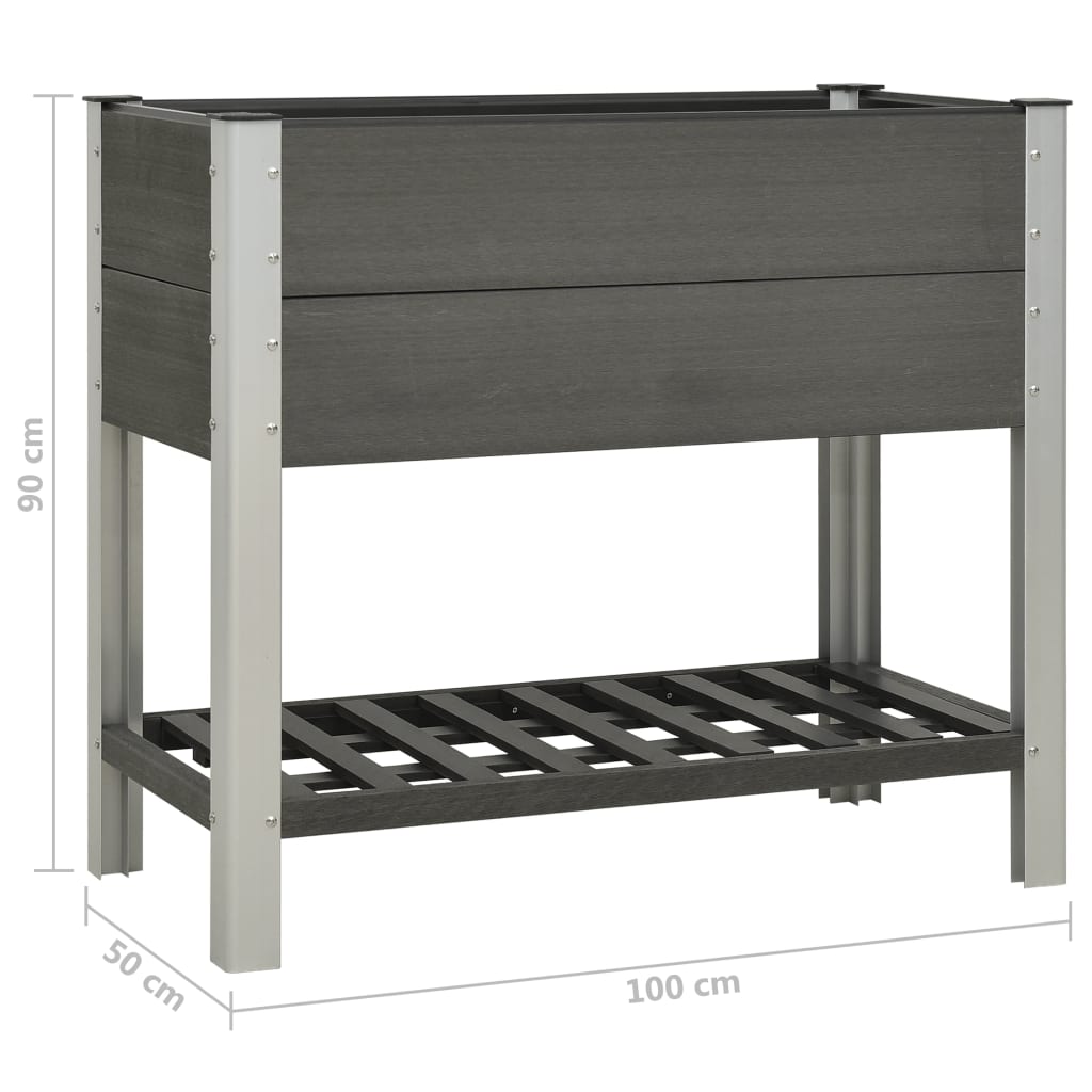 Ζαρντινιέρα Υπερυψωμένη με Ράφι Γκρι 100 x 50 x 90 εκ. από WPC - Pakobazaar
