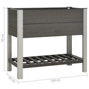 Ζαρντινιέρα Υπερυψωμένη με Ράφι Γκρι 100 x 50 x 90 εκ. από WPC - Pakobazaar