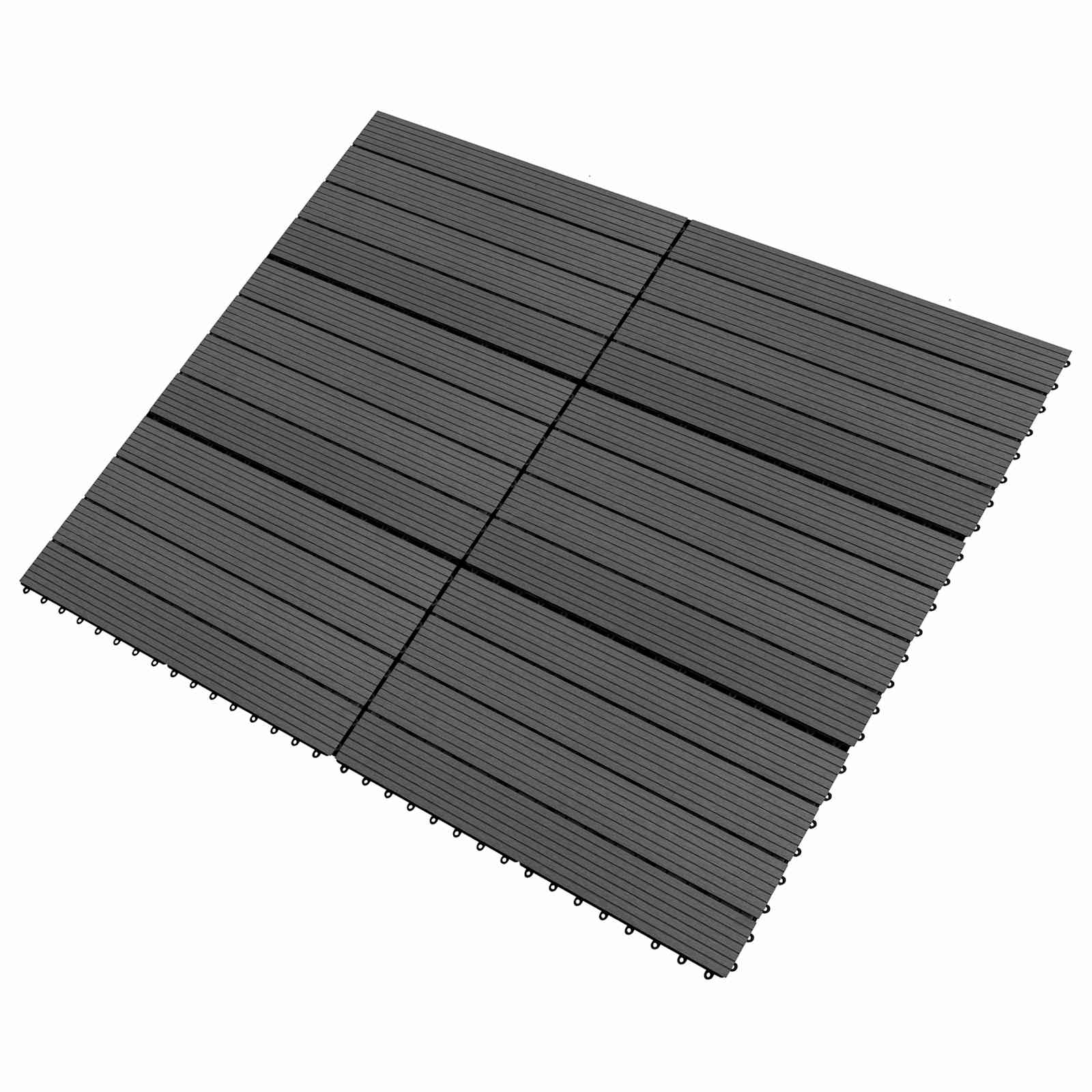 Πλακάκι Δαπέδου 6 pcs Μαύρο 60 x 30 cm WPC - Pakobazaar