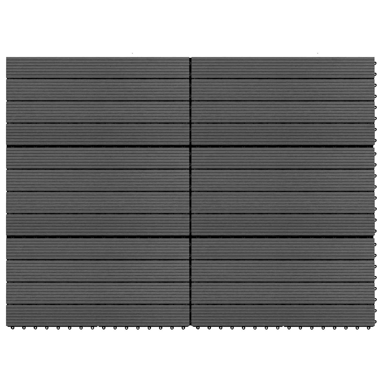 Πλακάκι Δαπέδου 6 pcs Μαύρο 60 x 30 cm WPC - Pakobazaar
