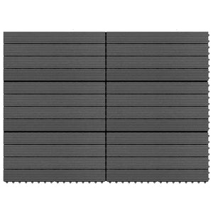 Πλακάκι Δαπέδου 6 pcs Μαύρο 60 x 30 cm WPC - Pakobazaar
