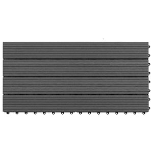 Πλακάκι Δαπέδου 6 pcs Μαύρο 60 x 30 cm WPC - Pakobazaar
