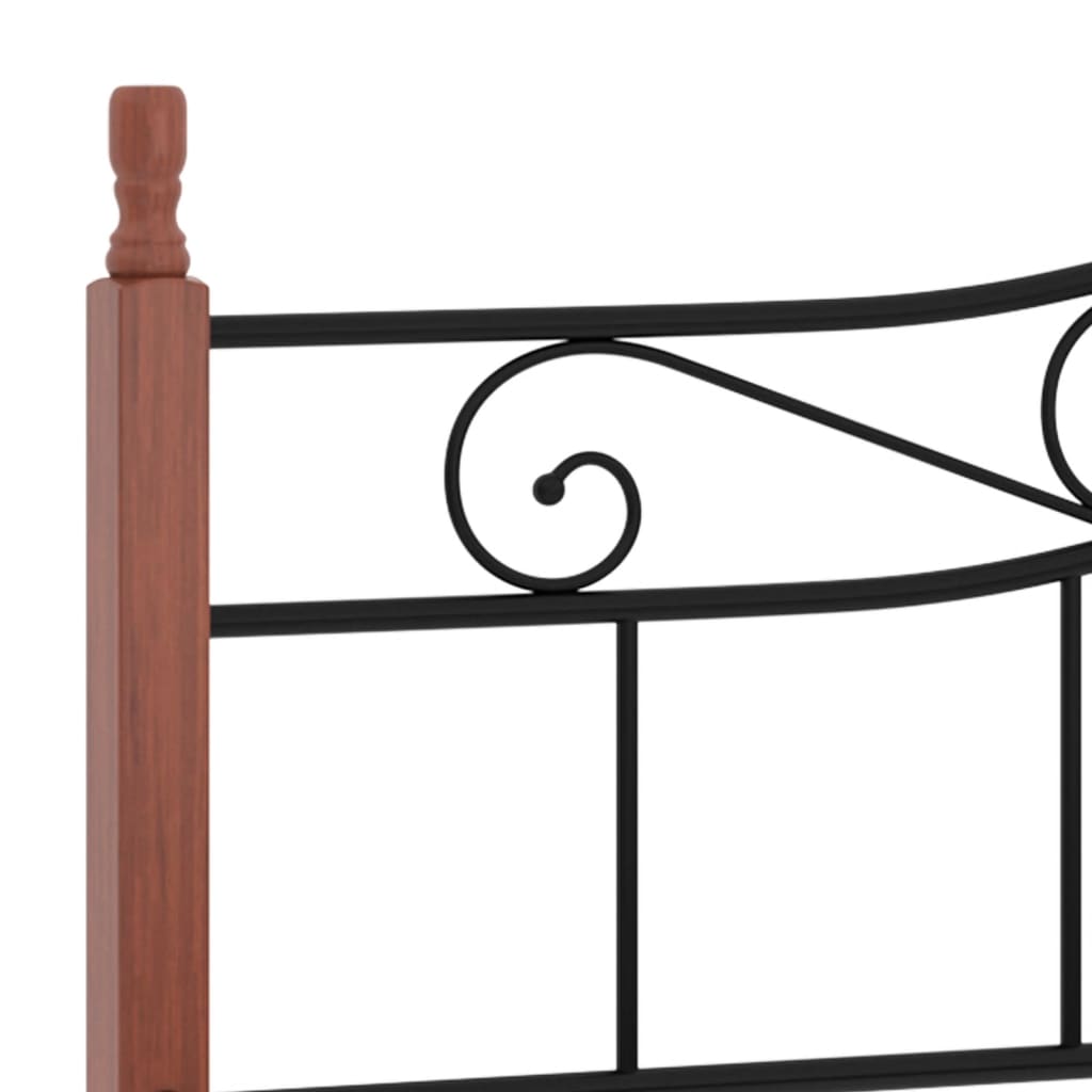 Πλαίσιο κρεβατιού μαύρο μεταλ./μασίφ ξύλο δρυς 200x200εκ