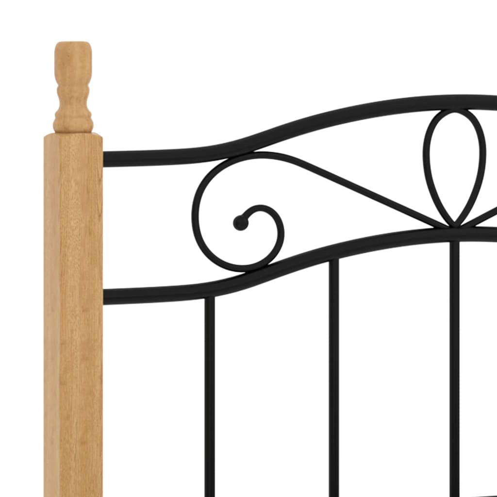 324904  Πλαίσιο κρεβατιού μαύρο μεταλ./μασίφ ξύλο δρυς 90x200εκ