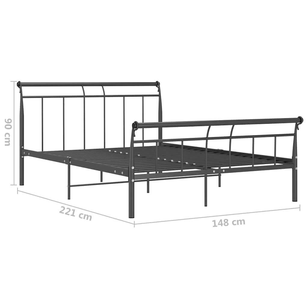 Πλαίσιο Κρεβατιού Μαύρο 140 x 200 εκ. Μεταλλικό