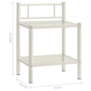Κομοδίνα 2 τεμ. Λευκά και Διαφανή από Μέταλλο και Γυαλί