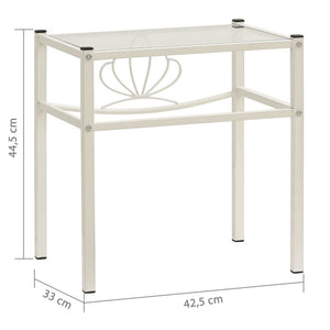 Κομοδίνο Λευκό και Διαφανές 42,5x33x44,5εκ. από Μέταλλο & Γυαλί