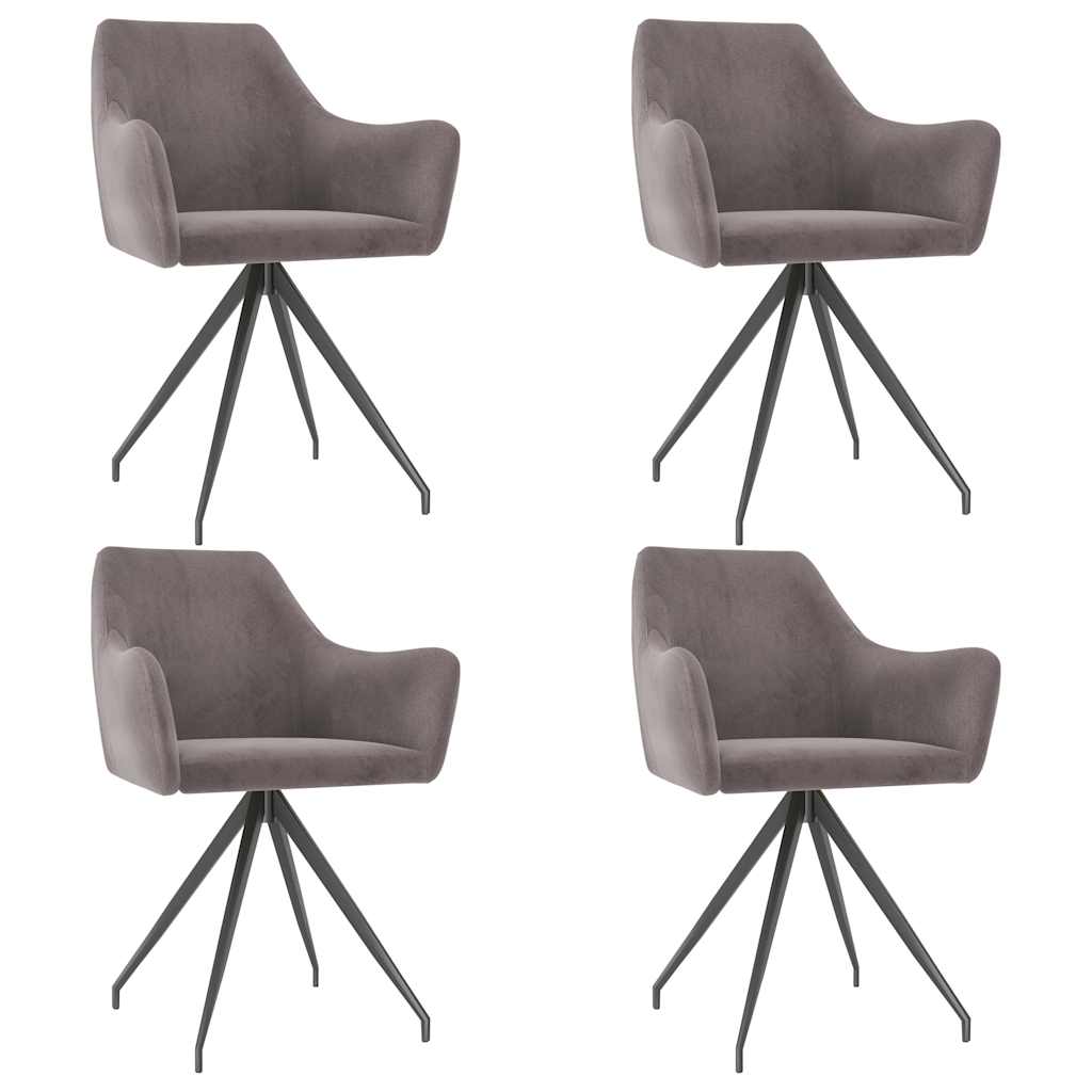 Καρέκλες Τραπεζαρίας 4 τεμ. Ανοιχτό Γκρι Βελούδινες