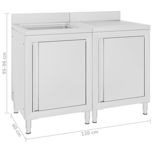 Λάντζα Κλειστή με Ερμάριο 120 x 60 x 96 εκ. Ανοξείδωτο Ατσάλι - PAKOBAZAAR