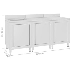 Λάντζα Κλειστή με Ερμάριο 180 x 60 x 96 εκ. Ανοξείδωτο Ατσάλι - PAKOBAZAAR